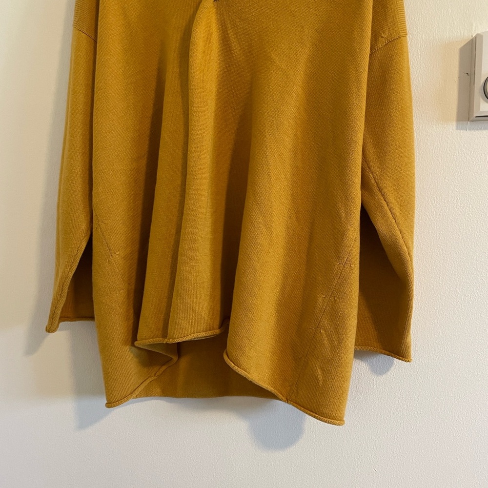 Eskandar Merino Wool Cape Cardigan Women’s One Size Mustard Yellow Lagenlook - Picture 6 of 11
